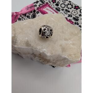 Brighton Silver Tone Pave Crystal Open Heart Bead Charm for Bracelet